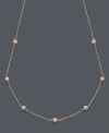 Let your neckline sparkle with this chic necklace from Trio by Effy Collection. Seven stations of round-cut, bezel-set diamonds (1/5 ct. t.w.) are highlighted by a trendy, 14k rose gold setting. Approximate length: 16 inches + 2-inch extender.