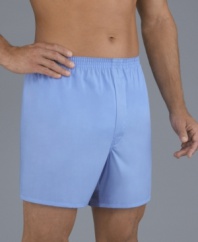 Founded on the big guy's most basic needs, this classic boxer stands the test of time and comfort. Our unique blend of fabrics exceeds your expectations for softness and moves with you throughout the day. Fuller fit with a longer leg length to keep you covered in comfort. Features include a comfy elastic waistband and 3-panel back for bunching resistance. Tried and true, this boxer does not disappoint
