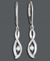 Simplicity makes a statement with these sterling silver single swirl Wrapped in Love(tm) earrings, each hugging a single round-cut diamond (1/10 ct. t.w.). Approximate drop: 2 inches.