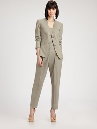 A clean neckline lends a modern twist to this classic cotton blazer silhouette.CollarlessV necklineButton closuresFront dartsFlap pocketsFully linedAbout 23 from shoulder to hem98% cotton/2% elastaneDry cleanImported of Swiss fabricModel shown is 5'9 (175cm) wearing US size 4. 