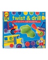 A real battery-powered reversible drill developed specifically for little hands! Comes with 3 plastic drill bits and 28 chunky plastic nuts and bolts to build 4 cars with spinning wheels. Helps to develop hand-eye coordination and improve fine motor skills. Kit includes a practice board and storage case with handle.