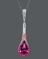Pink perfection. Kaleidoscope's stunning drop pendant features white, pale pink and hot pink crystals made with Swarovski Elements. Setting and chain crafted in sterling silver. Approximate length: 18 inches. Approximate drop: 1-9/10 inches.