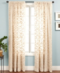 A scrolling, textured design brings a captivating update to your view with the Belinda window panel from Softline. Let a pair of these panels stand alone in summer months or layer with solids for a sumptuous effect in the winter.