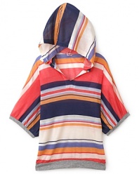 A taste of the Southwest adds a touch of sun to this variegated striped hoodie.