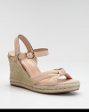 A country-inspired sandal is rendered in the softest leather.Rope-trim wedge heel, 4 (100mm) Rope-trim platform, 1 (25mm) Compares to a 3 heel (75mm) Concealed Nike Air technology Open toe Adjustable ankle strap Leather lining and sole Padded insole ImportedOUR FIT MODEL RECOMMENDS ordering one half size up as this style runs small. 