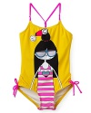 Little Marc Jacobs Girls' U-neck Mailot Swimsuit - Sizes 2-12