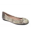 Sexy silver shines bright on the snake-print texture of Vince Camuto's Ellen flats. Put some sheen in your step.