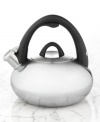 An attractive brushed stainless steel tea kettle finds a welcome home on your range. With an easy-to-use spout lever and a large opening for spill-proof filling and pouring, this kettle weds traditional charm with effortless function. 1-year warranty.