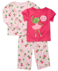 On point. She'll love taking this 3-piece comfy sleepwear set from Carter's for a spin.