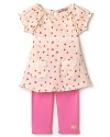 She'll heart this adorable Juicy Couture tee and leggings set with a heart print ruffled top and matching pink leggings.