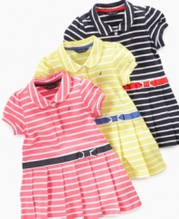 What a little lady. She'll have a touch of grown-up style in this sweetly striped dress from Nautica.