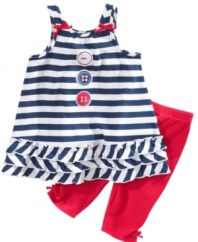 Beach baby. She'll be ready to skip along the shoreline in this summery look from Little Me.