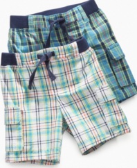 Plaid is the perfect solution to easy style. These shorts from First Impressions make choosing his outfit for the day nice and simple.