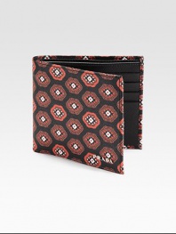 Colorful print pattern adorns this artful design crafted in textured saffiano leather.Two billfold compartmentsEight card slotsLeather4W x 4HMade in Italy