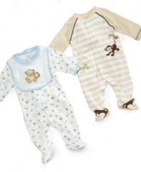 He's all business--monkey business, that is--in this cute sleeper from Little Me!