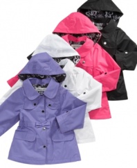 Rainy days will be fun when you put her in this stylish hooded trench coat from London fog.