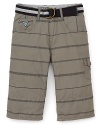 GUESS Kids Boys' Belted Burke Stripe Shorts - Sizes 8-20