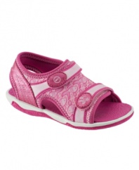 Baby girl is set to step into a day of splashy fun with these darling and durable Stride Rite water sandals.