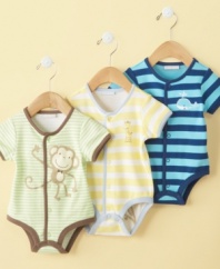 Fun at the zoo...and everywhere else! No matter if he's looking at the animals or crawling around like one, he'll be comfortable in one of these cute First Impressions bodysuits.