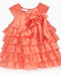 Feeling frilly. She'll be all girl in this flouncy chiffon ruffle dress from First Impressions.