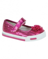 Teach her early that cute and comfortable can co-exist. Sequin shoes from Stride Rite feature a lightweight outsole for a shoe that both looks and feels good.