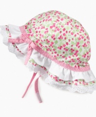 Heads up! She'll need to be ready for lots of attention when she's wearing this frilly floral hat from First Impressions.