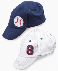 Top it off. Complete his outfit with one of these sporty ball caps from First Impressions.