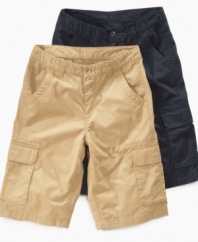 Get him ready for a season of comfort and fun with these cargo shorts from Greendog.
