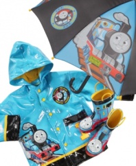 Don't let the rain get you off track! This Thomas the Tank Engine rain jacket will keep him nice and dry even in the most torrential of times!