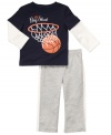 Show off your MVP in this sporty shirt and pant set from Carter's.