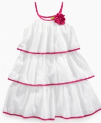 Outfit her for sunny days with this playful and pretty tiered dress from Penelope Mack.