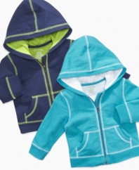 A bit of contrast goes a long way. He'll be a sporty standout in this cute Playwear hoodie from First Impressions.
