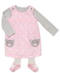 Keep her on her toes with this fun 3-piece shirt, dress and tights set from Carter's.