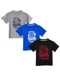 He'll be a pint-sized prophet in these My Time Will Come graphic tees from Nike.