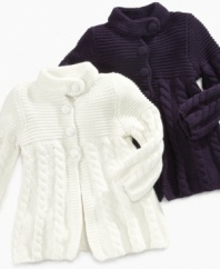 Your mini will make a memorable entrance in this modern cable-knit sweater from First Impressions