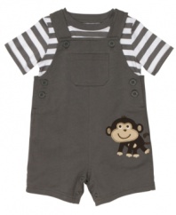 What a character. Show off his playful side in a fun overall and shirt set from Carter's.