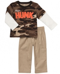 Break off a piece of cheeky style with this Major Hunk layered shirt and pants set from Carter's.