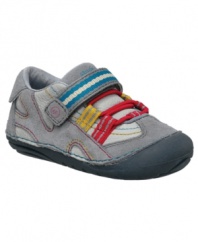 Rock-solid style. These Leo sneakers from Stride Rite are cute and comfy and keep his toes safe and sound.
