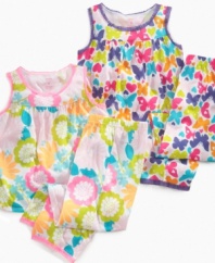 Start her sweet dreams off right with this colorful tank and pant pajama set from Carters.