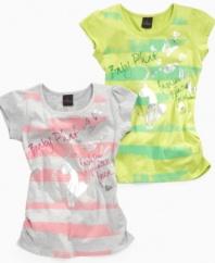 Even when she's casual she'll be fashionable in this foil stripe tee shirt from Baby Phat.