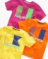 Add some aquatic flare to his basic style with this comfy t-shirt from Nautica.