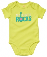 Everyone will know who his favorite is when he's sporting this fun graphic bodysuit from Carter's.