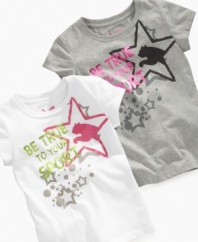 Style star. She'll stand out for her sporty looks in this fun graphic tee from Puma.
