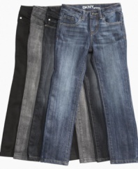 With a skinny profile and stretchy denim, these jeans from DKNY will keep her comfy while making her look hip.