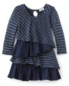 Cascading tiers alternating glitter stripes and solids add frilly fun to this cute cotton dress from Splendid.