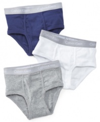 Good things come in threes: Calvin Klein's cotton three-pack briefs provide comfy, all-day support.