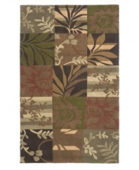 Flawless floral designs peep coyly out from each square panel of this irresistibly styled area rug from Surya. Hand-tufted from poly-acrylic fibers that provide luxurious softness without shedding, this rug adds a striking, easy-maintenance accent to any living space.