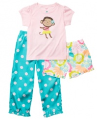 This three-piece set from Carters is really spot on. With a shirt, shorts and pants there will always be fun outfit options.