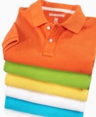 Shore up his set of basics with this solid-color pique polo shirt from 82Zero by Greendog, bold choices for him to build his look around.