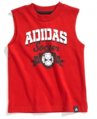 Score some points! He'll be on his way to being a sports star in this shirt from adidas.